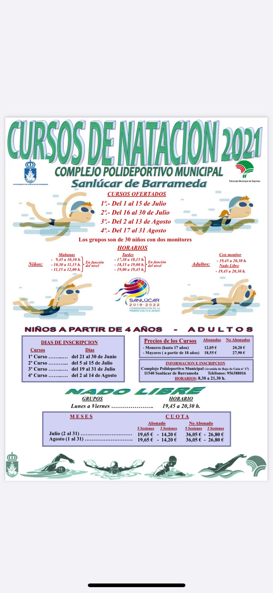 VUELVEN LOS CURSOS MUNICIPALES DE NATACIÓN LOS MESES DE JULIO Y AGOSTO