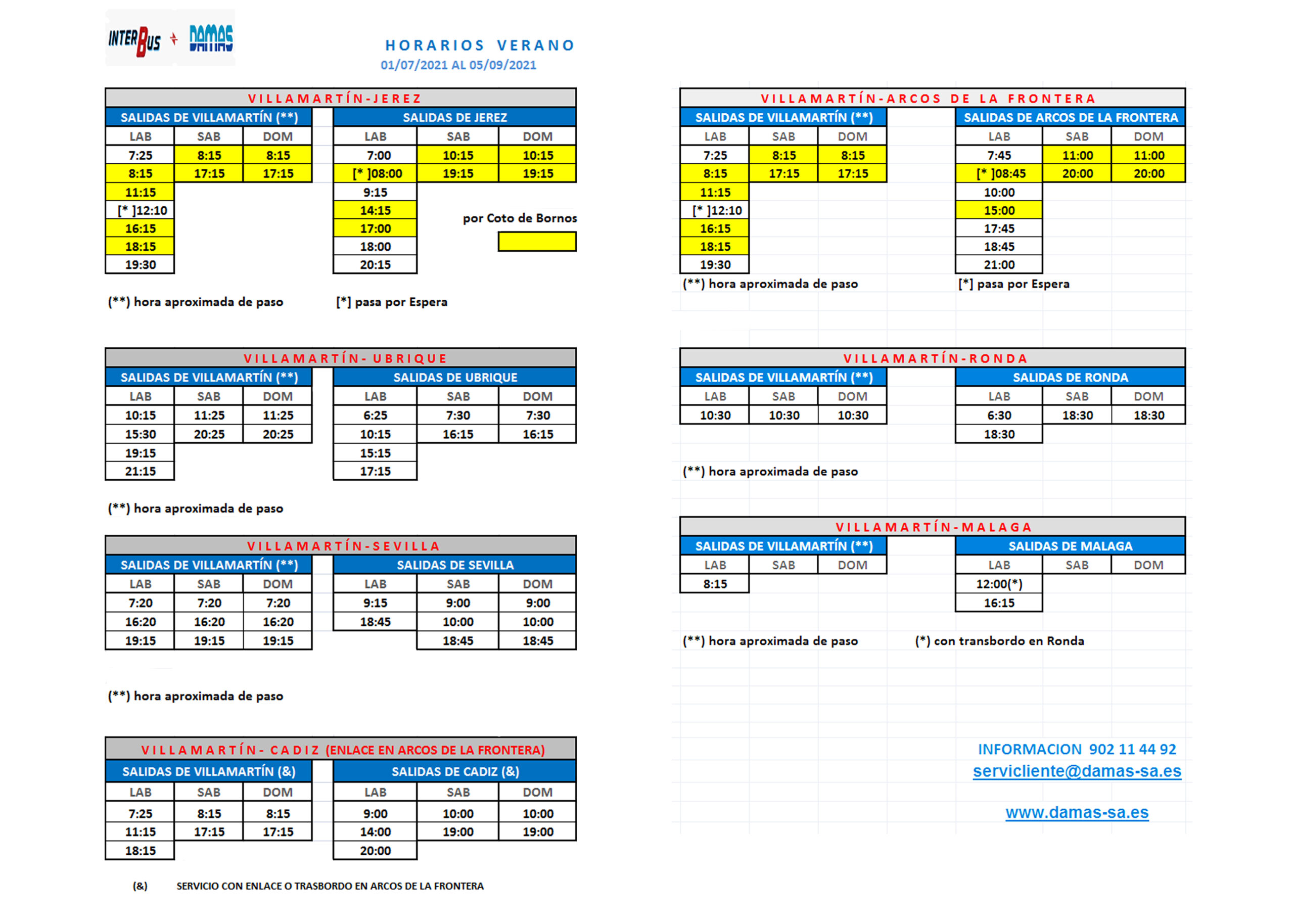 HORARIOS DE AUTOBUSES