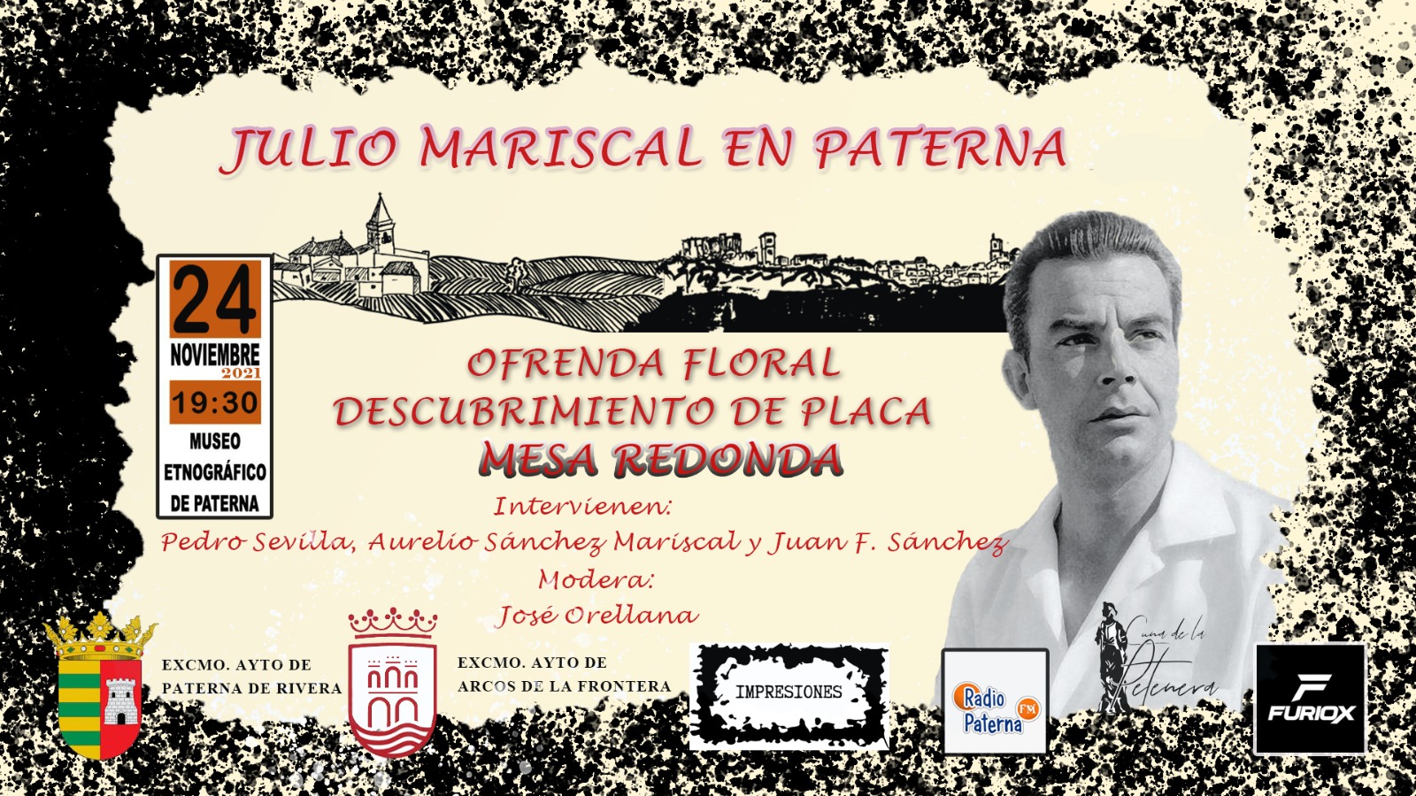 OFRENDA FLORAL, DESCUBRIMIENTO DE PLACA Y MESA REDONDA EN TORNO A JULIO MARISCAL, MUSEO ETNOLÓGICO DE PATERNA DE RIVERA