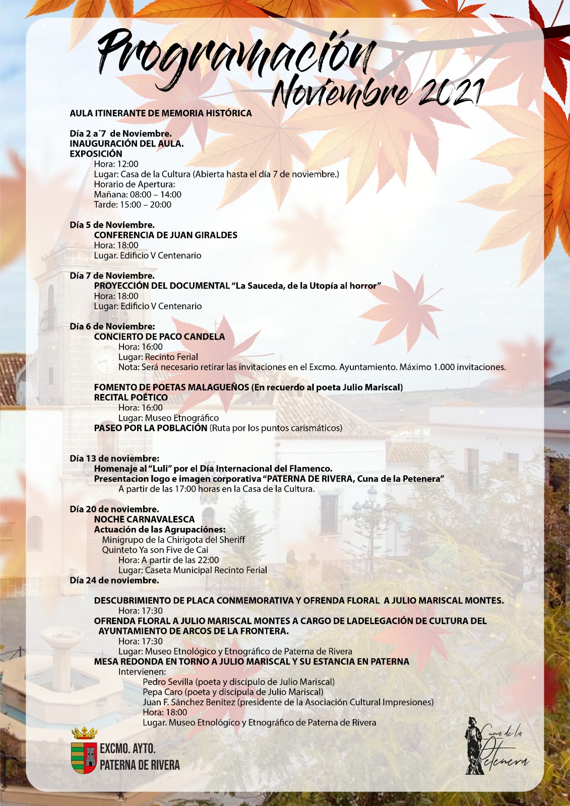 PROGRAMA DE ACTIVIDADES DE NOVIEMBRE 2021