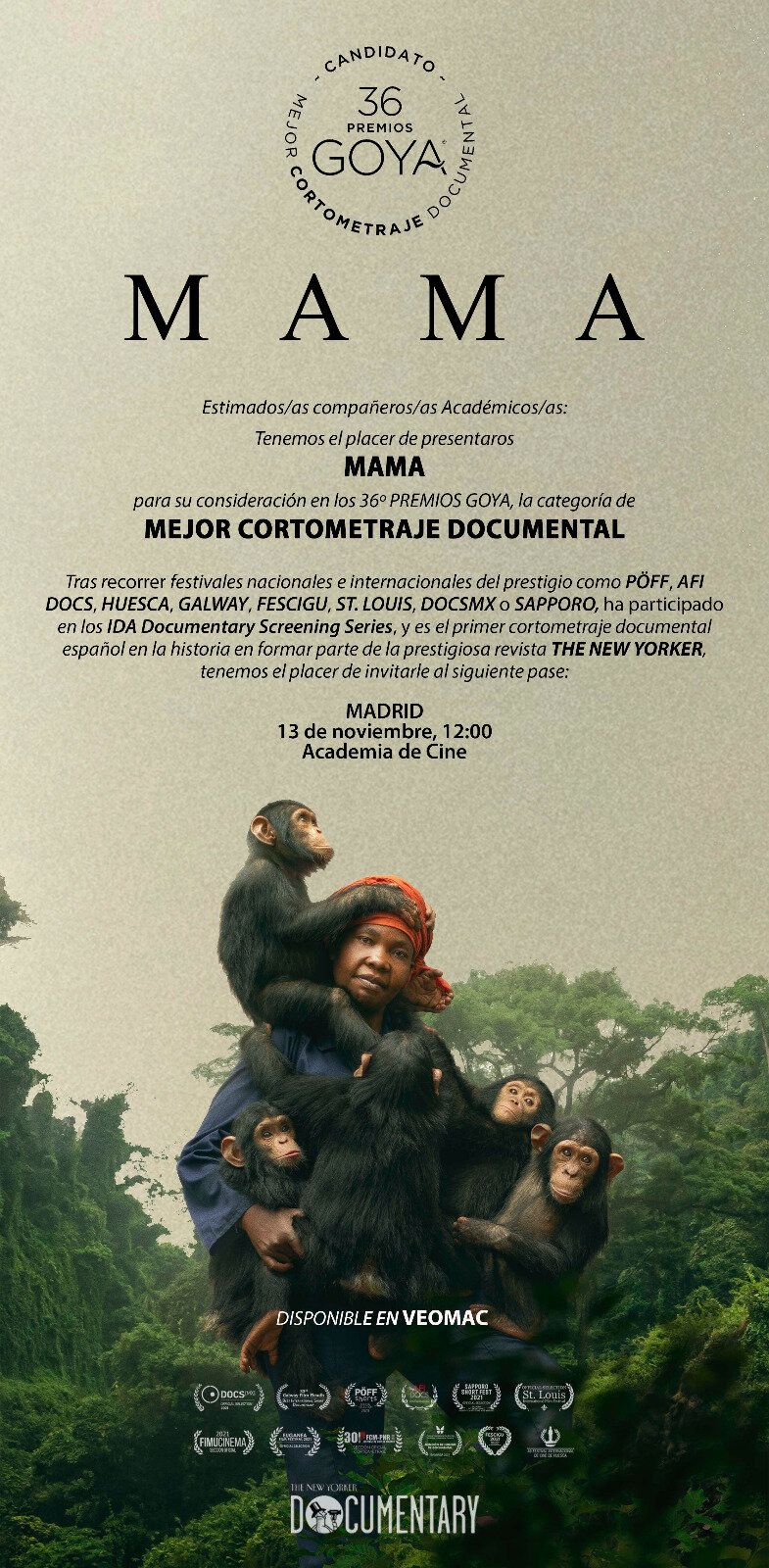 Un cortometraje, un santuario liderado por españoles que sana humanos y primates: 'Mama' en los Goya 2022