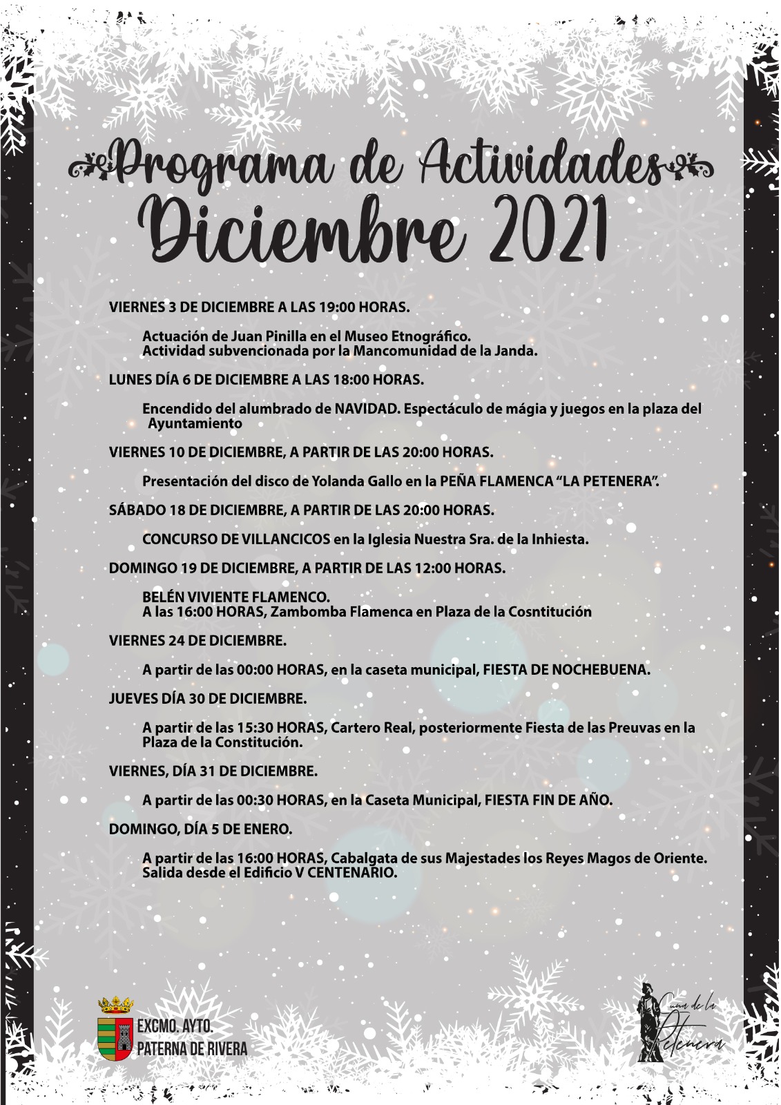 PROGRAMA DE ACTIVIDADES CULTURALES Y FESTIVAS NAVIDAD 2021