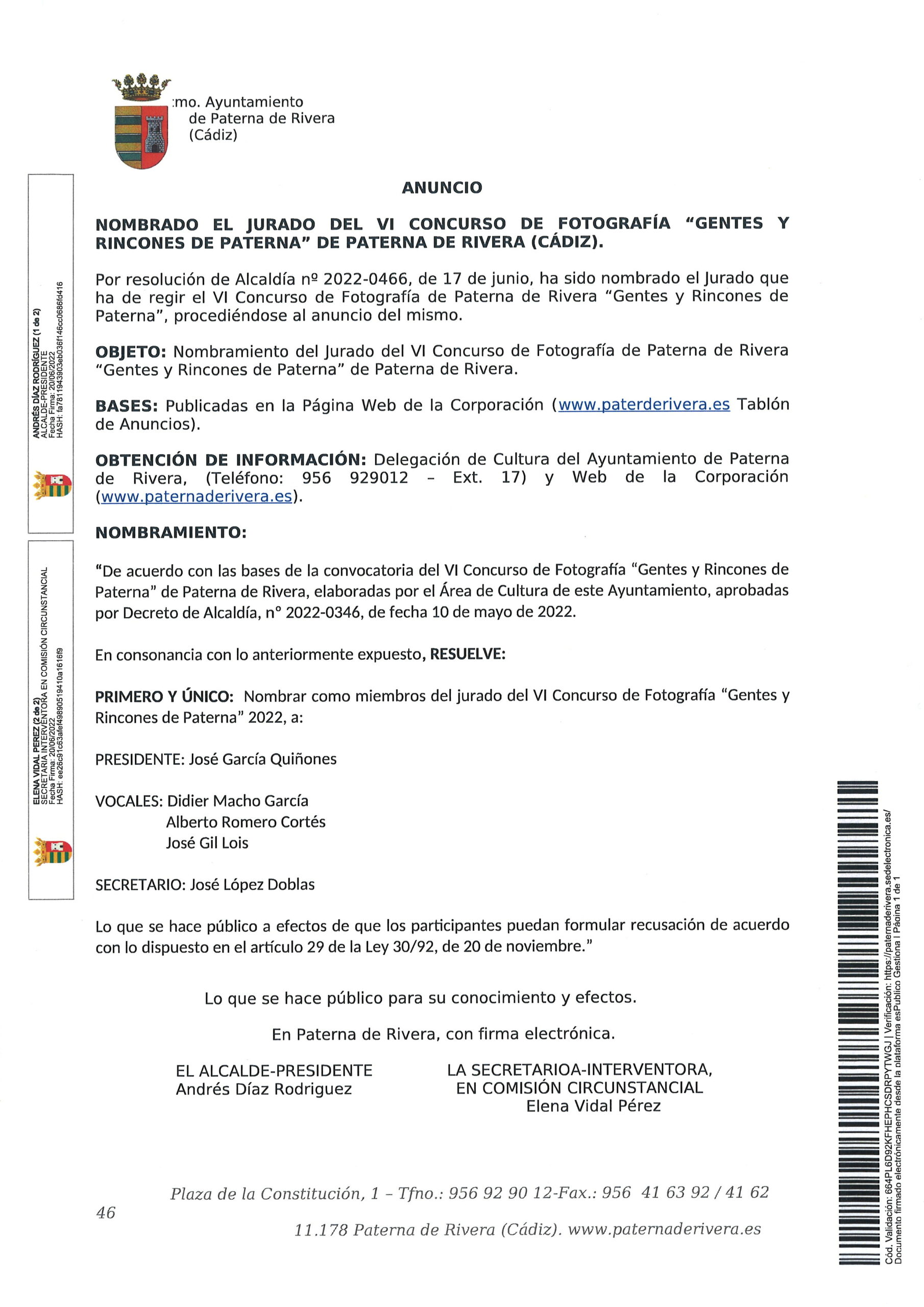 NOMBRADO EL JURADO QUE HA DE REGIR EL VI CONCURSO DE FOTOGRAFÍA "GENTES Y RINCONES DE PATERNA" 2022