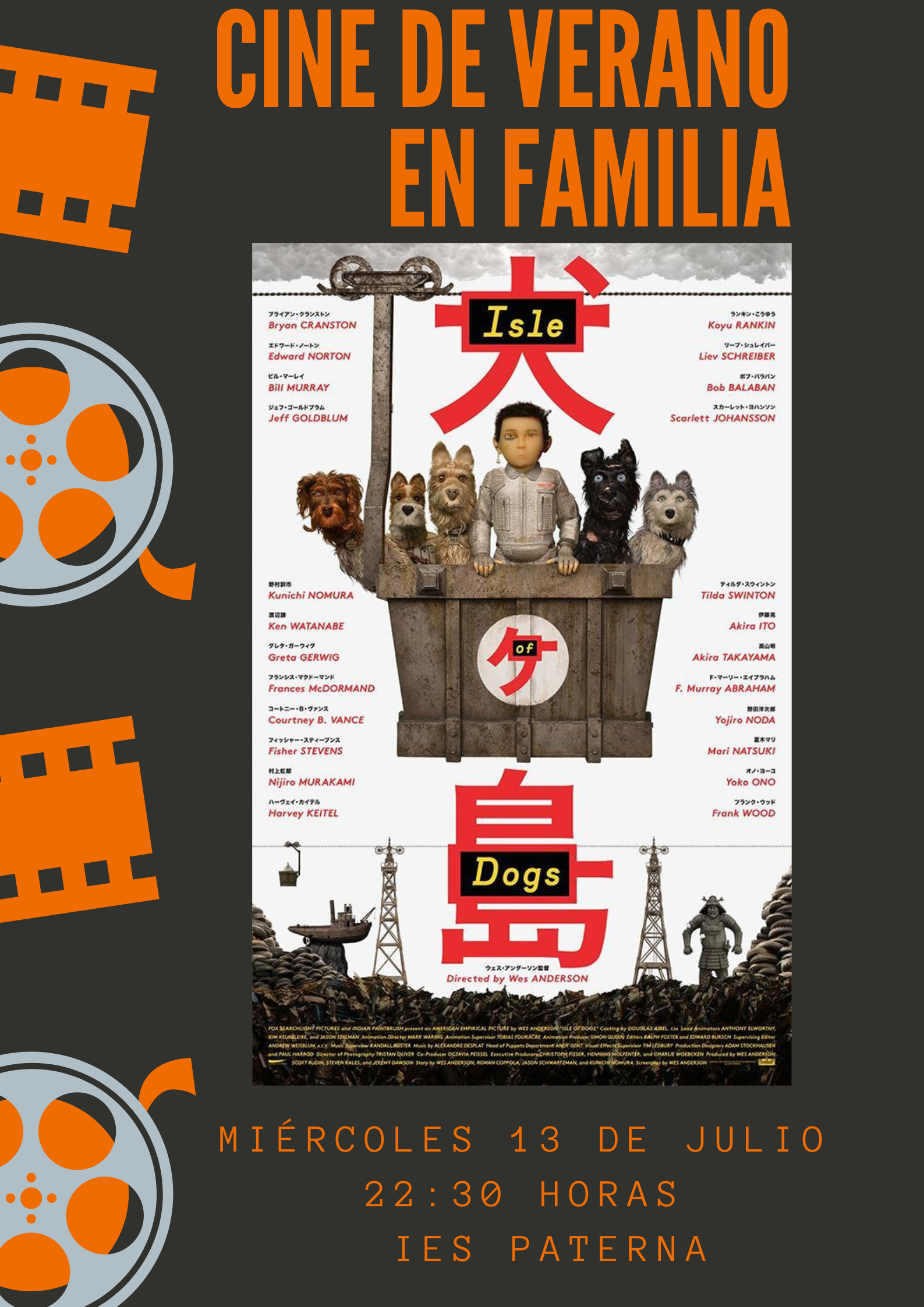 COMIENZA EL PROGRAMA CINE EN FAMILIA 2022, DE PATERNA DE RIVERA CON LA PELÍCULA ISLA DE PERROS, ANIMACIÓN