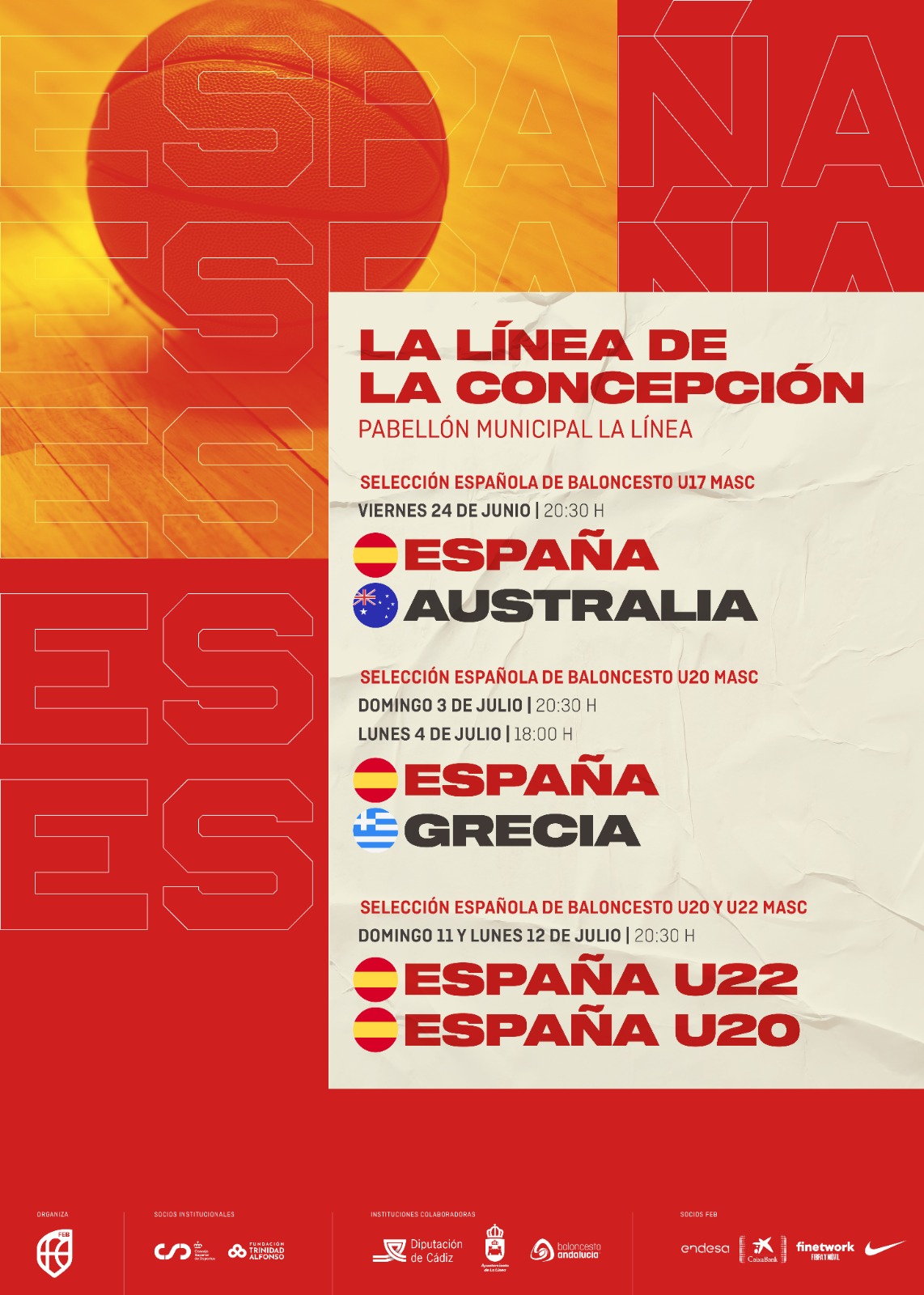 El domingo y el lunes, nuevos partidos de las selecciones españolas sub22 y sub20 de baloncesto en el Pabellón Polideportivo