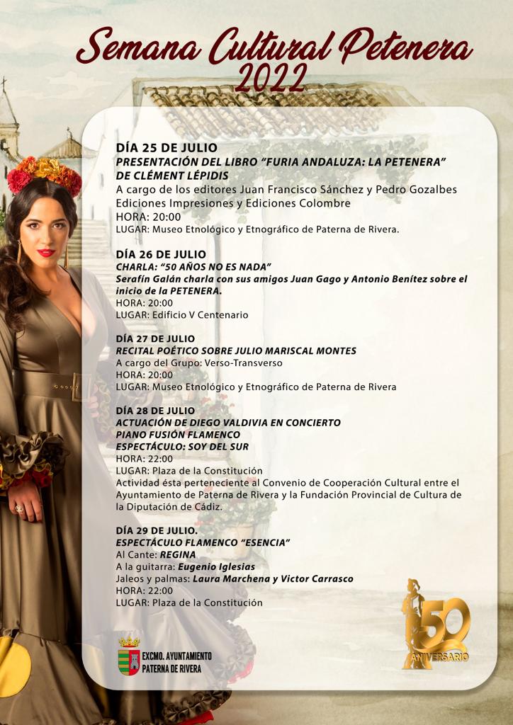 PROGRAMA DE LA SEMANA CULTURAL DE LA PETENERA 2022 DE PATERNA DE RIVERA