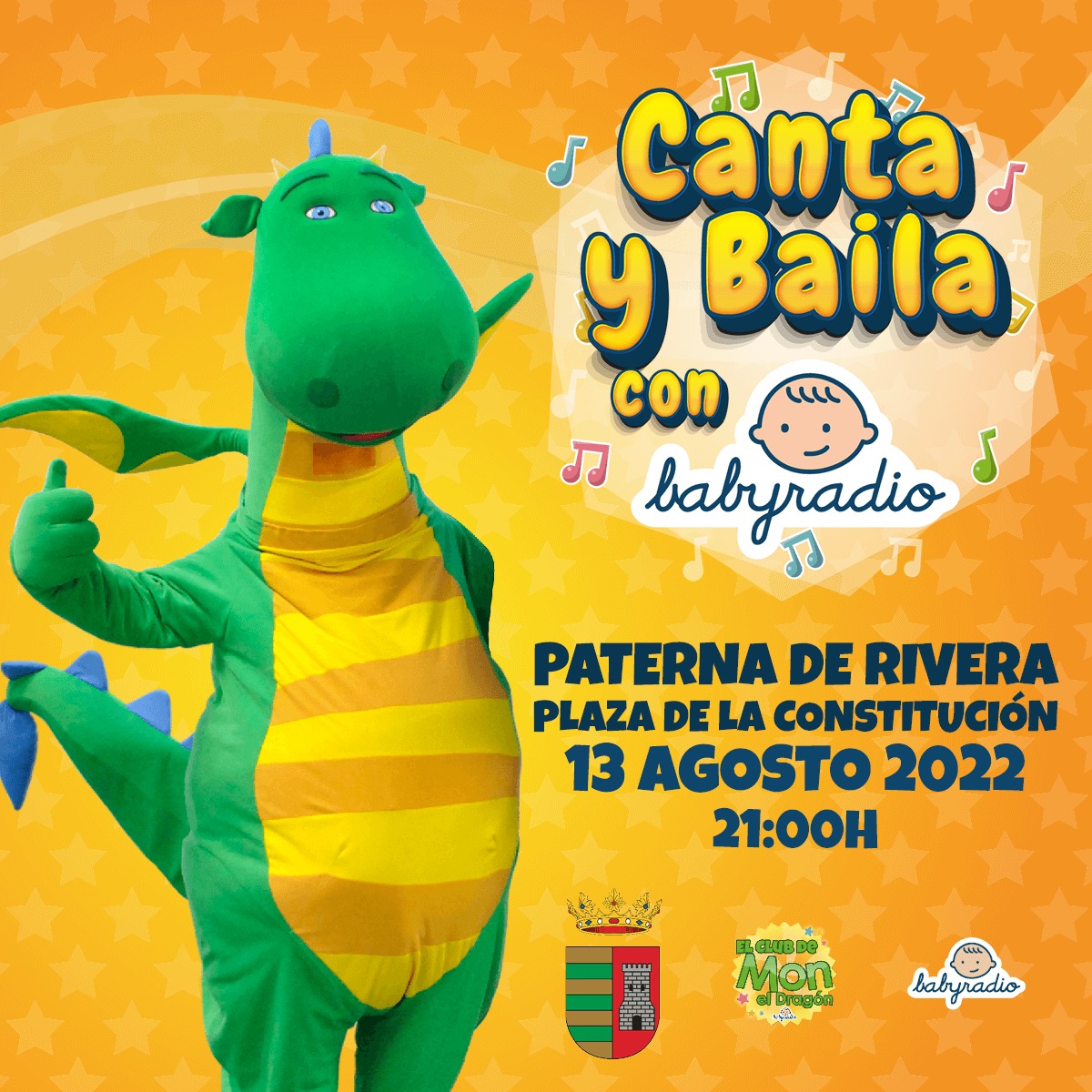 EL PRÓXIMO SÁBADO 13 DE AGOSTO PODREMOS DISFRUTAR DE UNA ACTUACIÓN INFANTIL "CANTA Y BAILA CON BABYRADIO" PARA TODOS LOS PEQUEÑOS DE LA LOCALIDAD, EN LA PLAZA DE LA CONSTITUCÍÓN