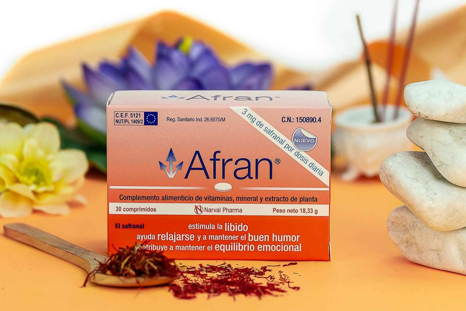 Afran ayuda a la estabilidad emocional y al buen humor, gracias al azafrán