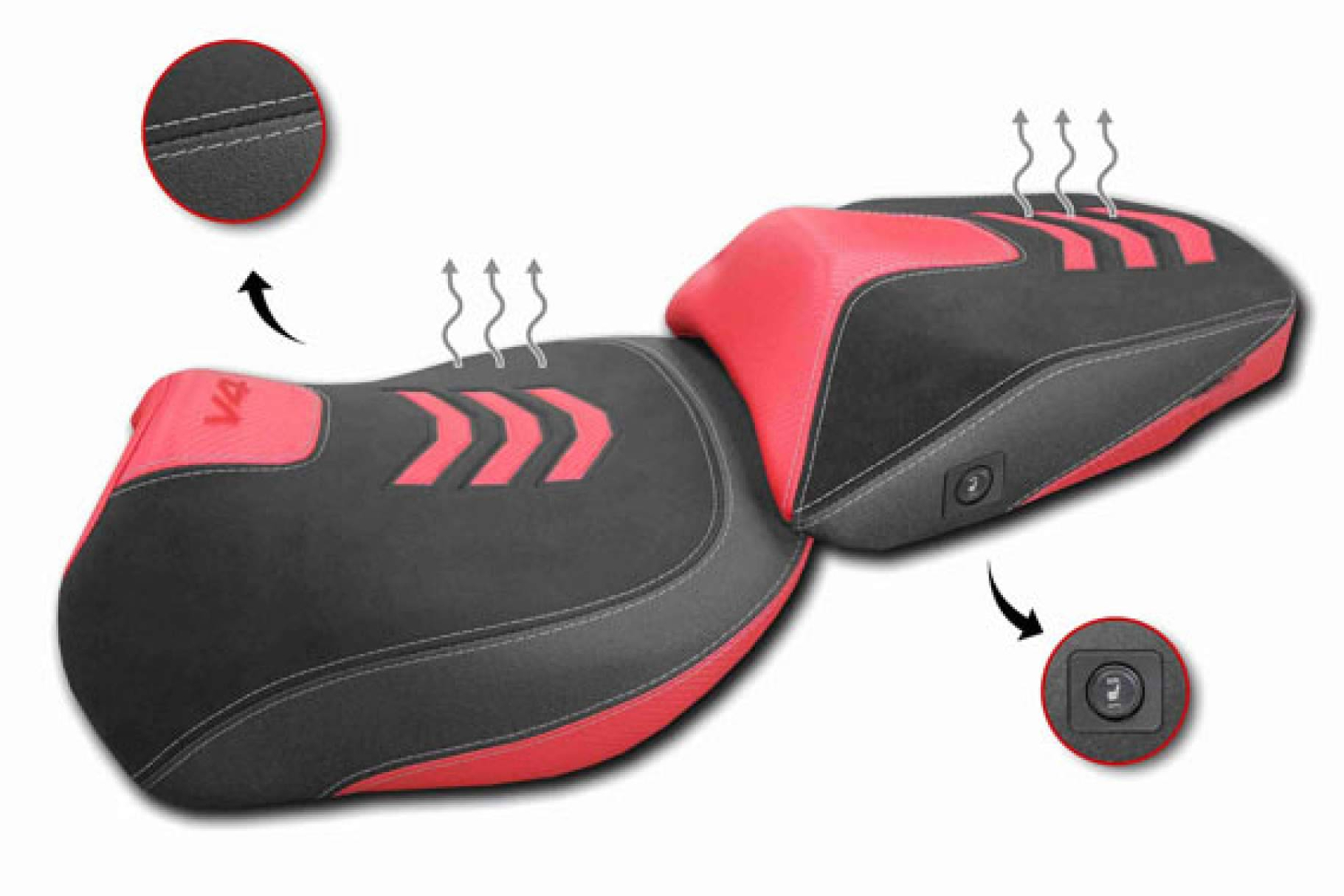 Asiento calefactable para Ducati Multistrada V4 con varios acabados pensados para rutas largas