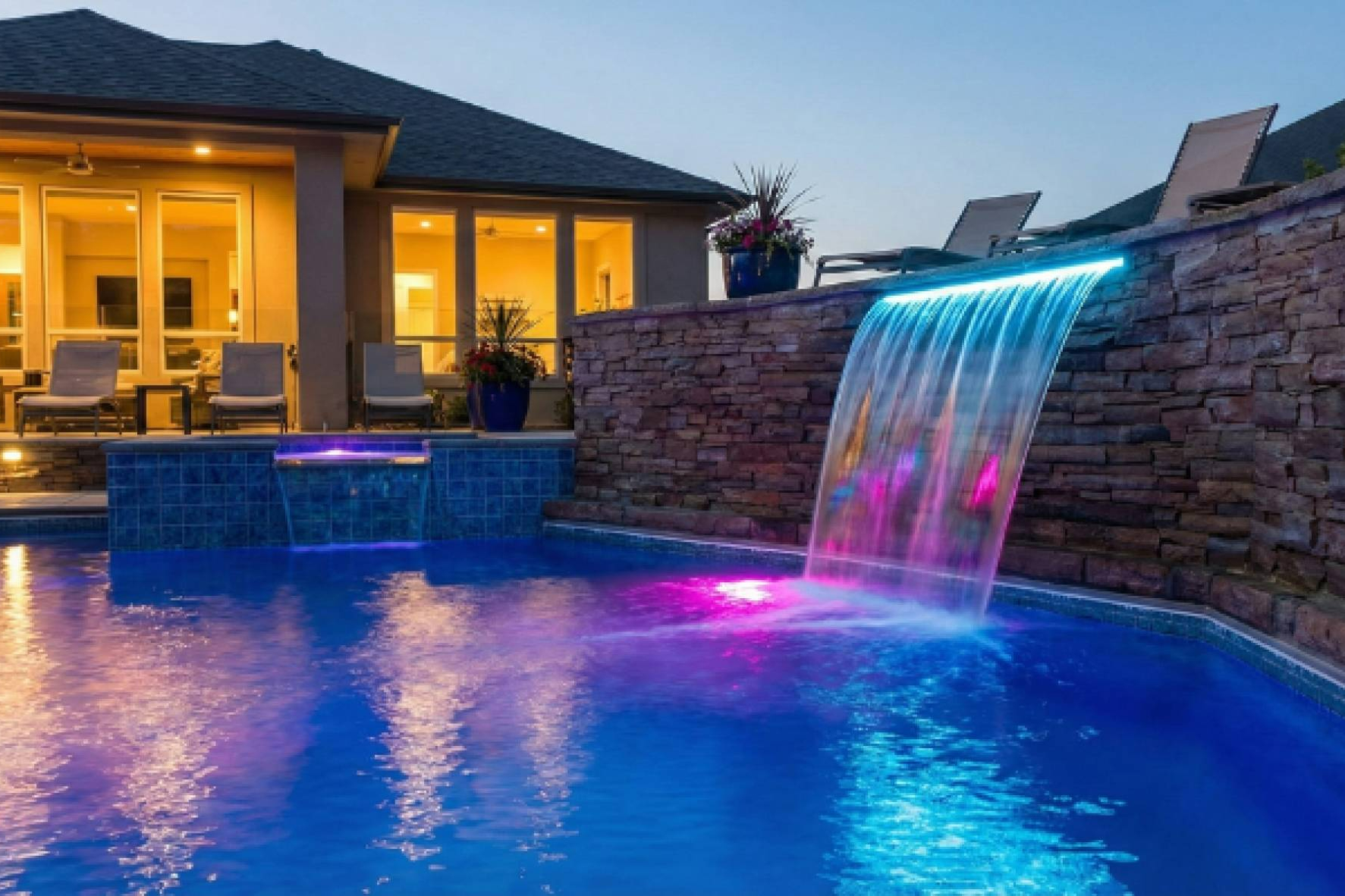 Cascadas acrílicas con LED; la propuesta de Warmpool para integrar diseño y relajación en piscinas