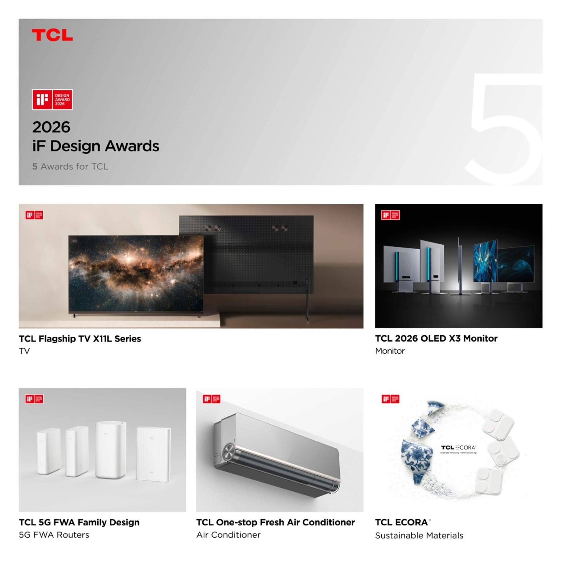 TCL se corona en el diseño internacional con 11 galardones en los premios iF Design Awards y Red Dot Design